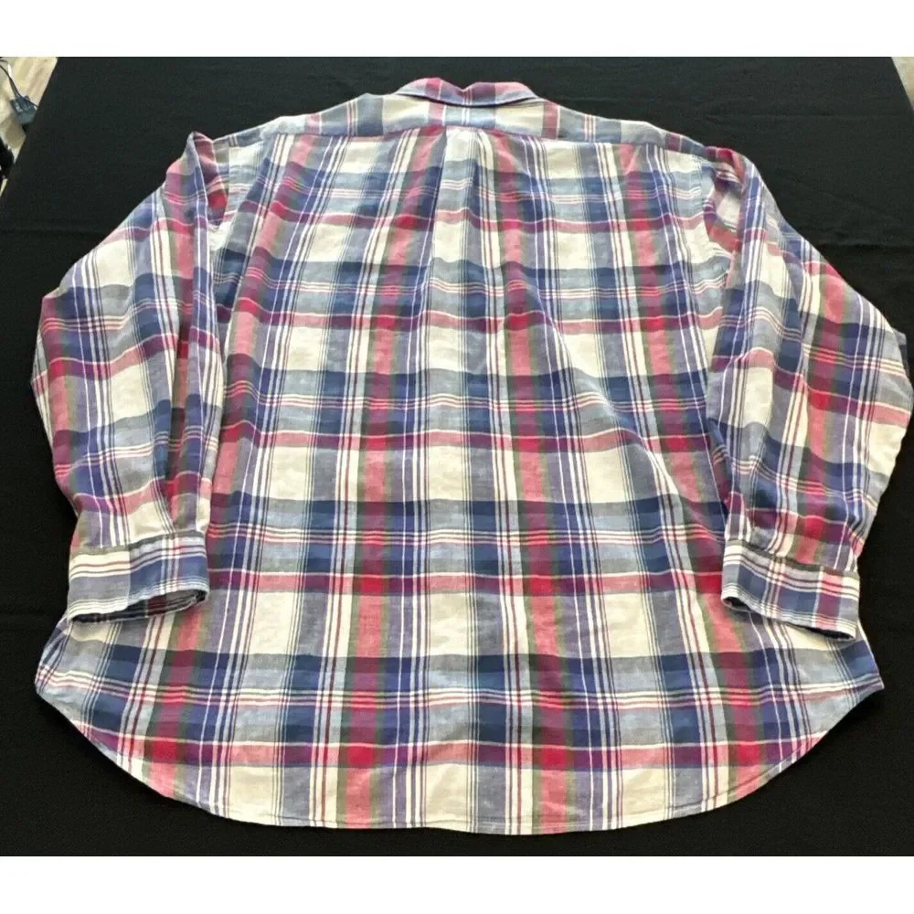 Ralph Lauren XL BLAIRE Men Cotton Blue/pink/green Button Down‎ Shirt EXCELLENT